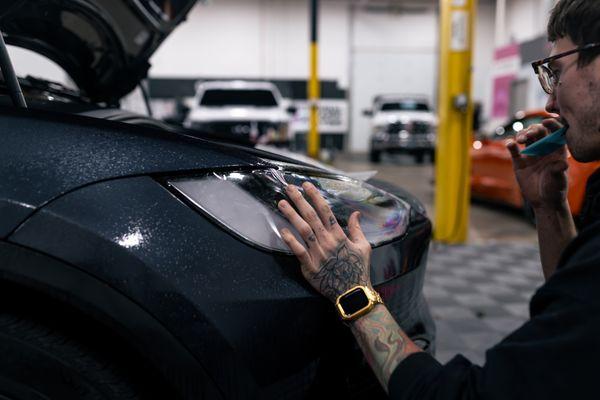 Installing PPF on a Tesla Model X headlight