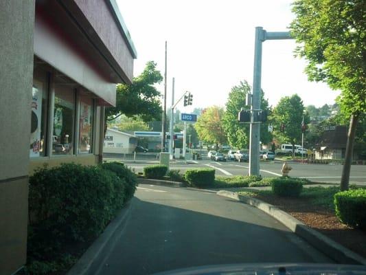 Facing the Arco on 99 at the drive-thru window.