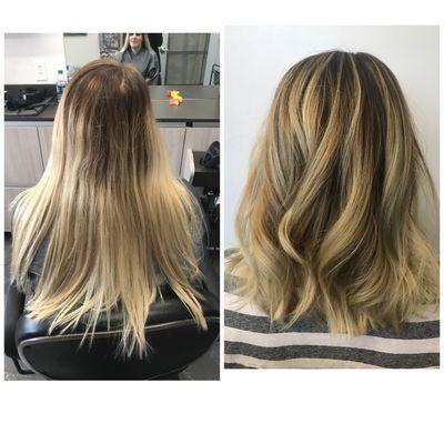 Balayage and cut transformation by Jenna