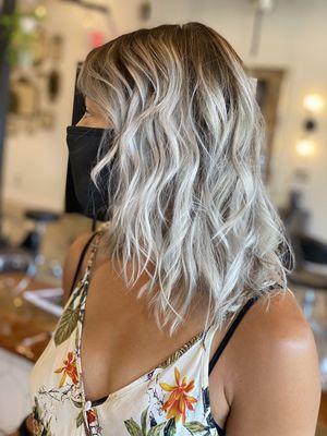 Cool blonde color melt and a shag!