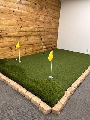 Our showroom mini golf area