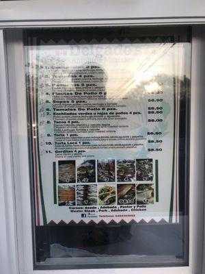 Updated menu (hard to take photo without reflection on the window). Every food item was around $8-8.50