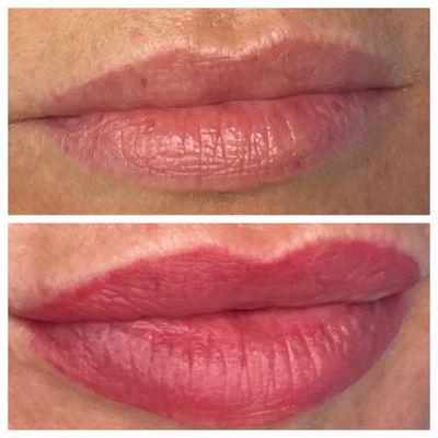 Before and after Lip Blush Tattoo