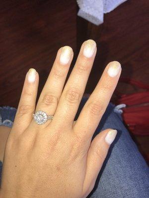 Ivory and champagne ombré nails for my wedding this weekend! Thanks, ladies!!