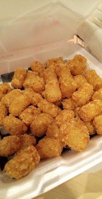 Hot! Crunchy! Tots! $3 goodness! And free soda! Can't beat it!