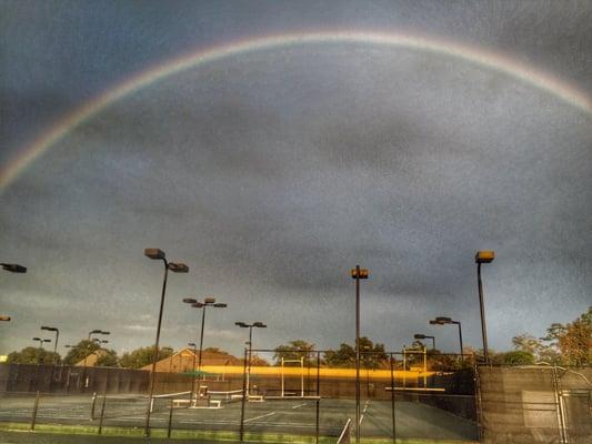 Rainbow over the clay courts