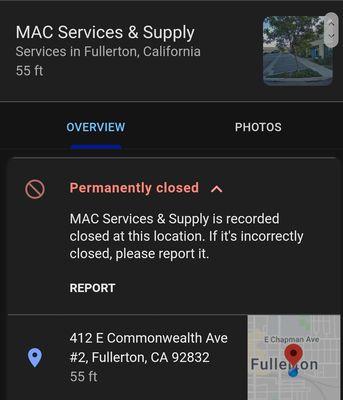 When you Google search their business, it in fact says they are permanently closed.