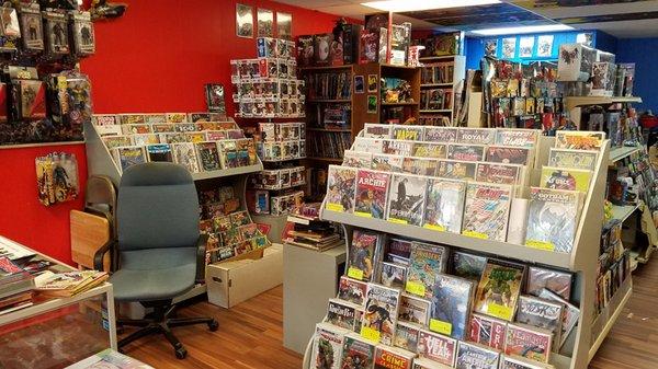 Comic sets, dollar books, and Pops.