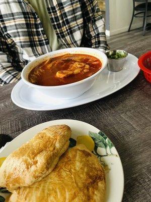 Menudo and guava empanada