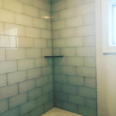 Glass tile shower