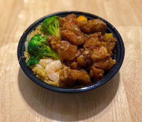 Orange Chicken with Shrimp Fried Rice