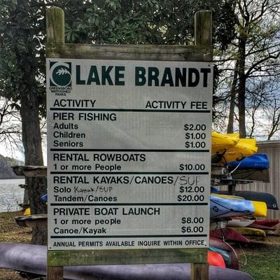 Lake Brandt Menu