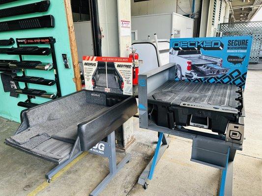 Truck bed drawers and carpets