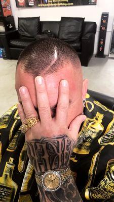 Fresh High Bald Fade with Razor Part design