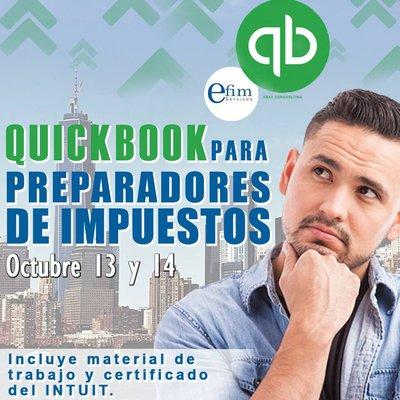 EFIM siempre pensando en la comunidad latina, tiene para ti el curso de QUICKBOOK PARA PREPARADORES DE IMPUESTOS.