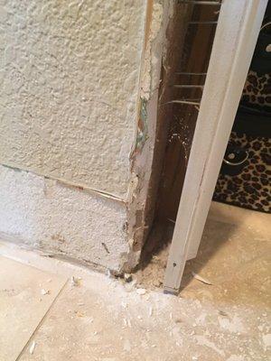 This is how some of the mouldings were attached to the wall! Nice job!