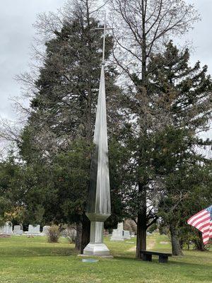 Waltz Memorial Monument is made of stainless steel.