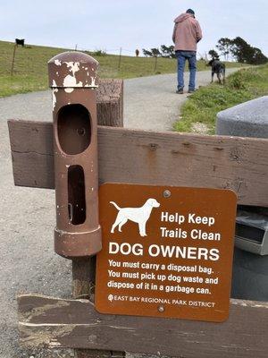 Dog owners you must carry a disposal bag. You must pick up dog waste and dispose of it in a garbage can.