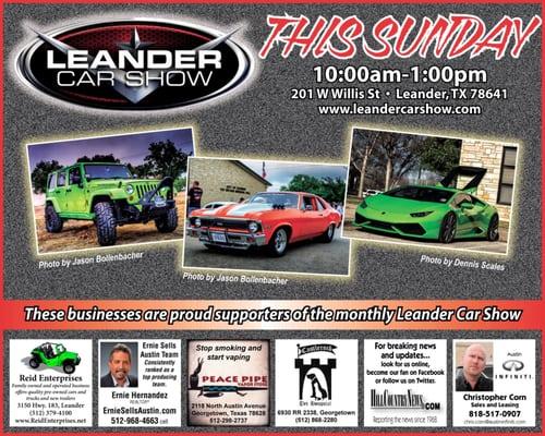 Join us at the Downtown Leander car show on the first Sunday of every month