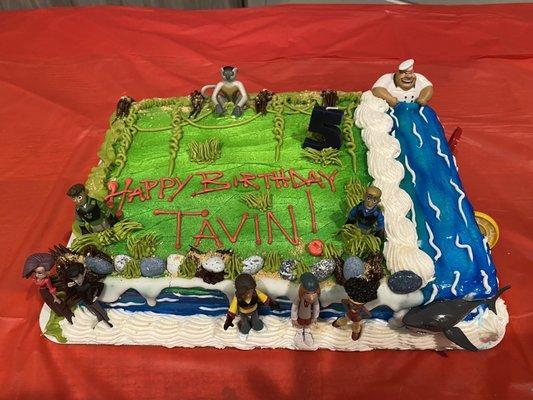 Wild Kratts 5th Birthday Cake. 1/2 chocolate 1/2 white. Loved the taste and the design was so awesome!!!