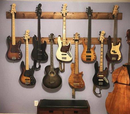 All these basses have been to the shop, plus some not pictured here.