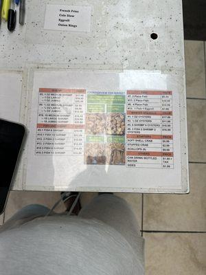 This is a picture of there menu as of June 24th