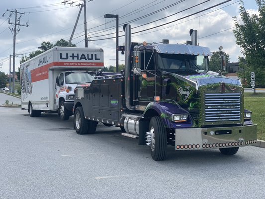 Truck 97 Towing a loaded truck for a fleet customer.