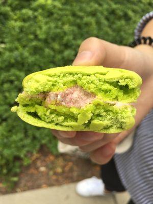 Raspberry key lime macaron ($2.25) - mostly sugary tasting, mild lime flavor