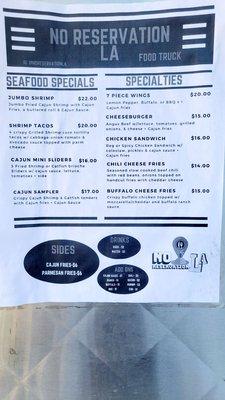 Menu (07/13/22). @NoReservationsLA @LincolnBeerCompany #Burbank #FoodTruck #CajunFood