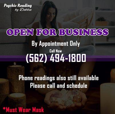 OPEN FOR BUSINESS , please call and schedule today.