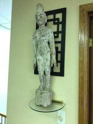 Ancient statue with acupuncture point so