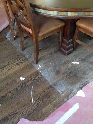 paint over spray to the new wood floors