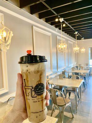 Brown sugar milk tea with crystal boba