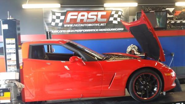 Corvette getting Dyno tuned in Houston at Fast Automotive