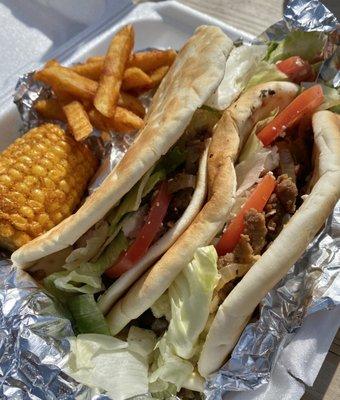 Shawarma gyro w/ spicy corn