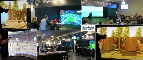 Great food and fun for all ages at Stonehedge Indoor Golf.  From virtual golf and mini golf to virtual shooting ranges.