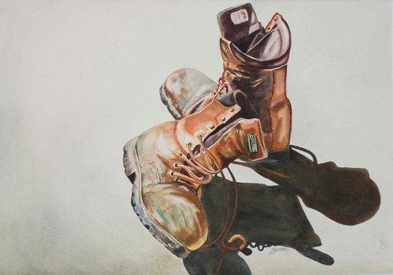 Blue Collar Boots
 watercolor 20x16  Britta Franz