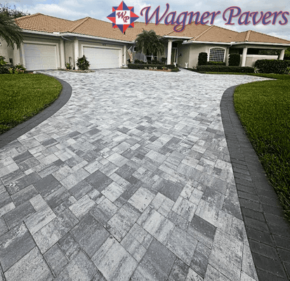 Wagner Pavers Contractor paver driveway installation with bold border Brevard County FL