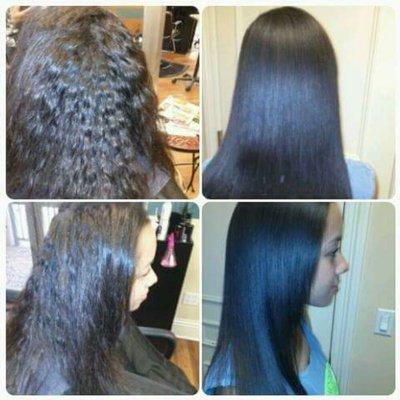 Before and after Keratin smoothing treatment