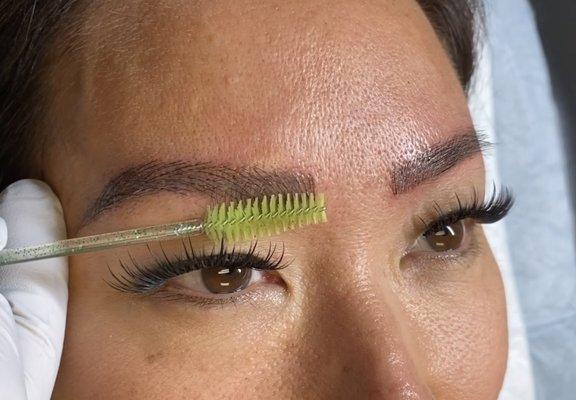 Fresh microbladed brows with shading.