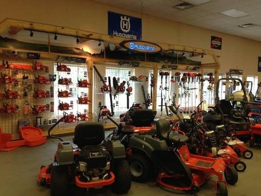 Ed's Rental's showroom where you will find Stihl, Husqvarna and Ferris brands of outdoor power equipment.  Saws, mowers, & more!