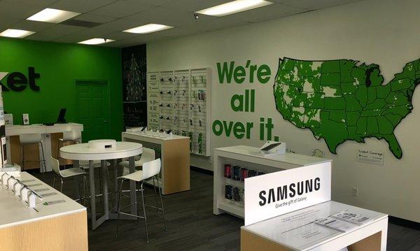 In the store, clean and simple.  They have nation wide service area (in green)!