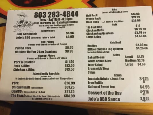 JoJo's Menu