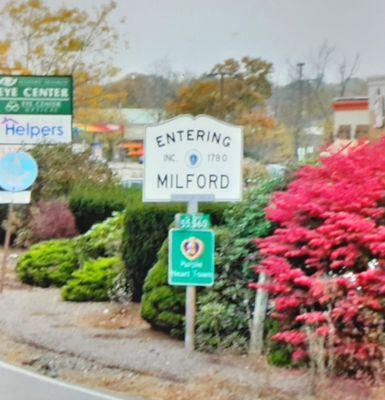 Entering Milford on route 140. Milford-Hopedale line