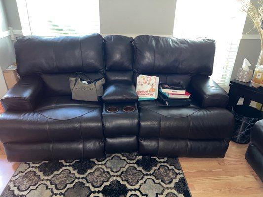 Catnapper Italian leather loveseat