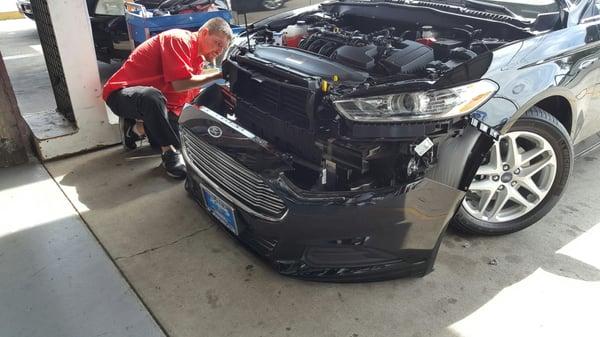 2016 Ford Fusion Front bumper removal to replace headlight