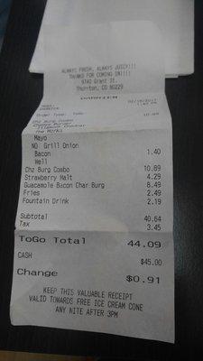 Serious $44.09 for 3 burgers