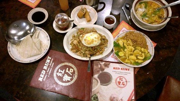 Mooshu Chicken, Sizzling Rice Soup  n Curry Chicken Delicious  Lunch  Love