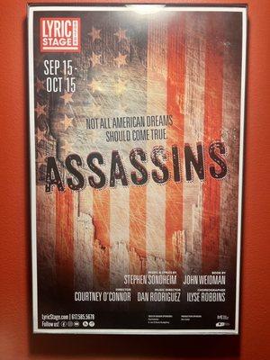 Last day of "Assassins" playing at the Lyric Stage Company of Boston...  There are no bad seats in this cute theater!