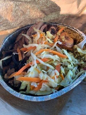 Jerk chicken rice cabbage